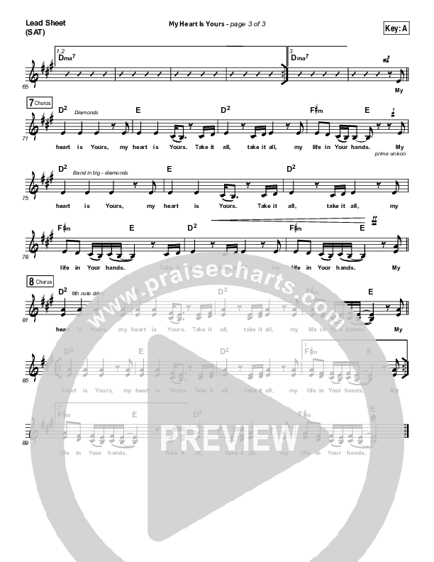 My Heart Is Yours Lead Sheet (SAT) (Kristian Stanfill / Passion)