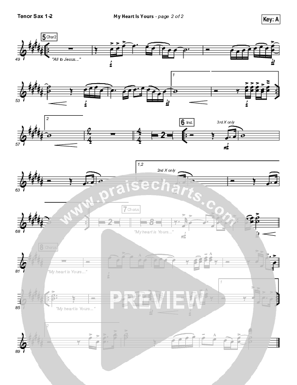 My Heart Is Yours Tenor Sax 1/2 (Kristian Stanfill / Passion)