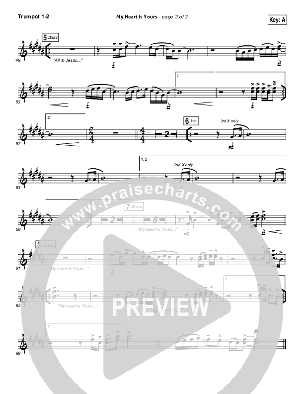 My Heart Is Yours Trumpet 1,2 (Kristian Stanfill / Passion)