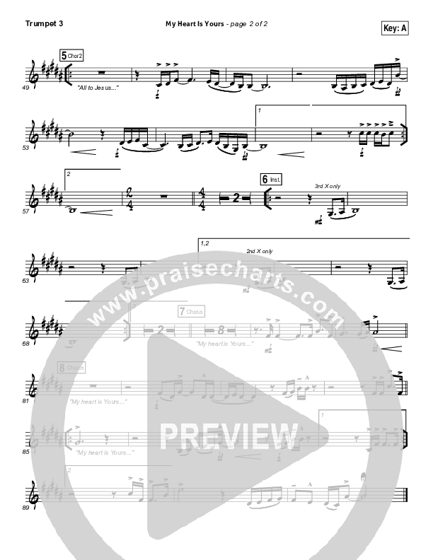 My Heart Is Yours Trumpet 3 (Kristian Stanfill / Passion)