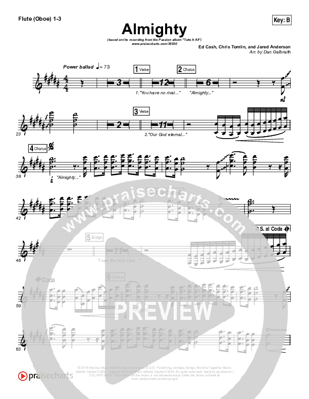 Almighty Flute/Oboe 1/2/3 (Chris Tomlin / Passion)