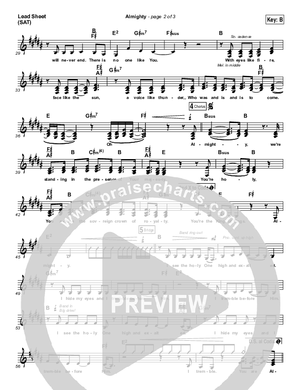 Almighty Lead Sheet (SAT) (Chris Tomlin / Passion)