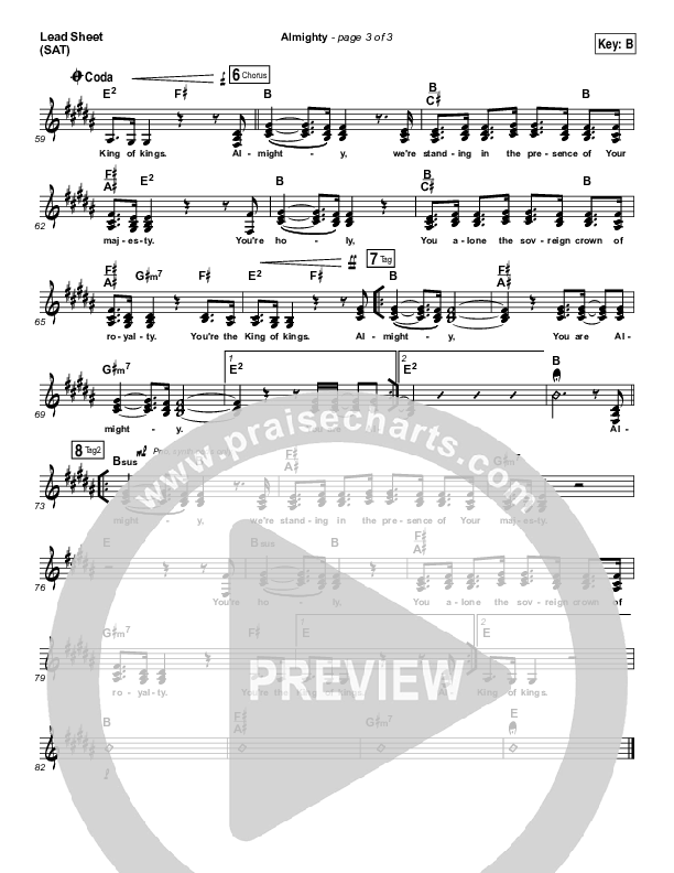 Almighty Lead Sheet (SAT) (Chris Tomlin / Passion)