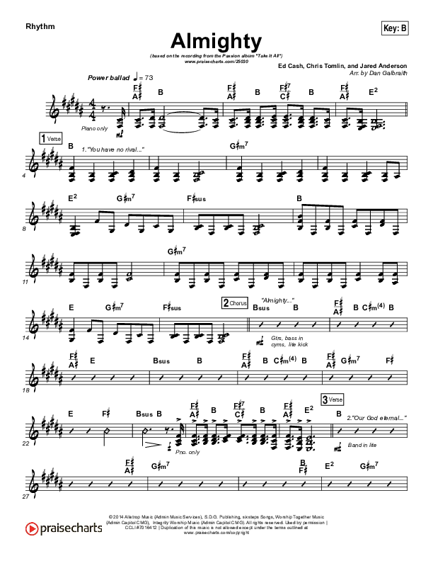 Almighty Rhythm Chart (Chris Tomlin / Passion)