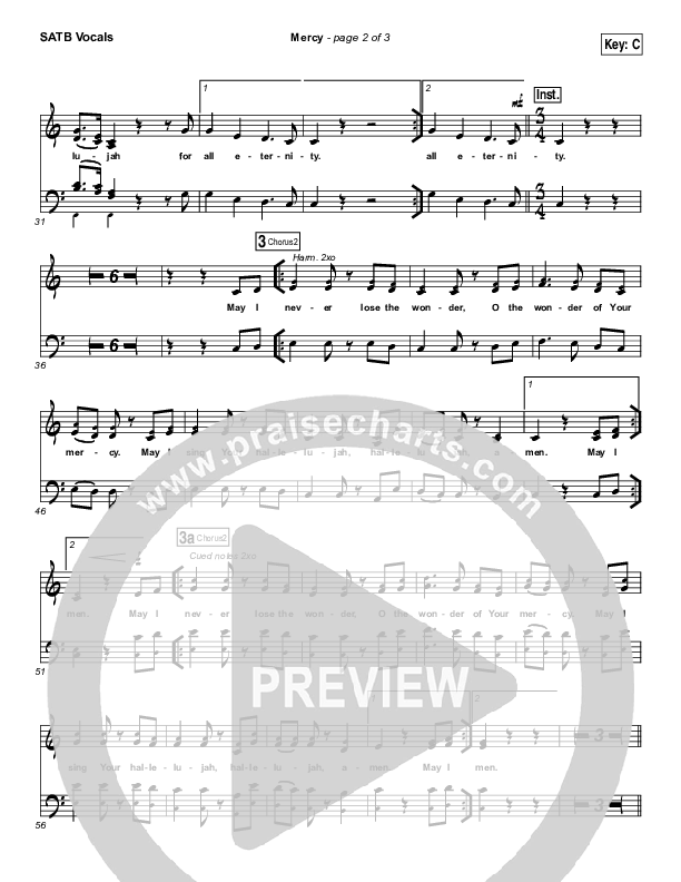 Mercy Choir Sheet (SATB) (Matt Redman / Passion)