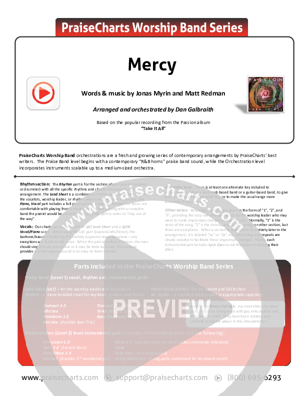 Mercy Cover Sheet (Matt Redman / Passion)