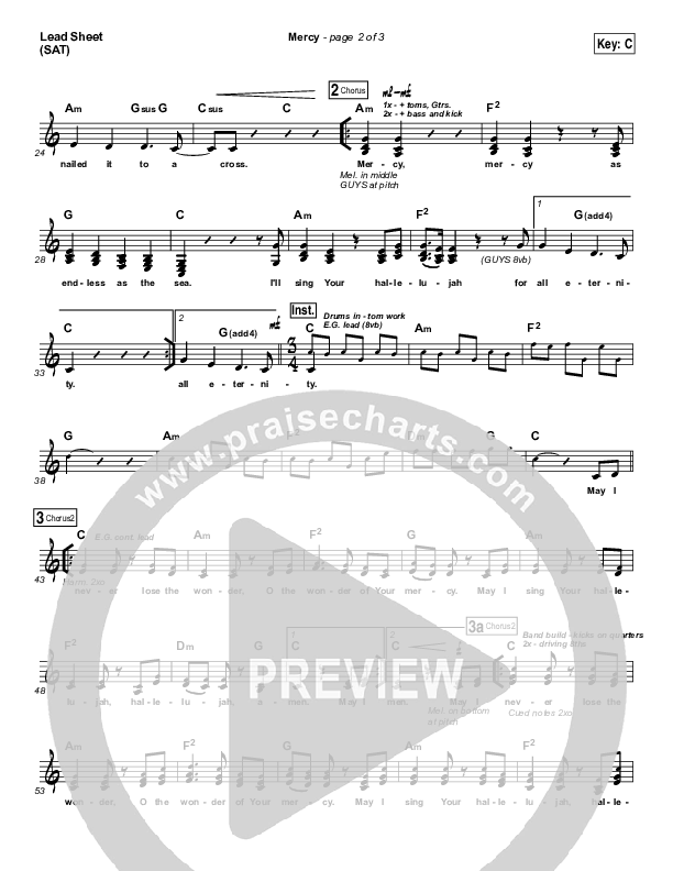 Mercy Lead Sheet (SAT) (Matt Redman / Passion)