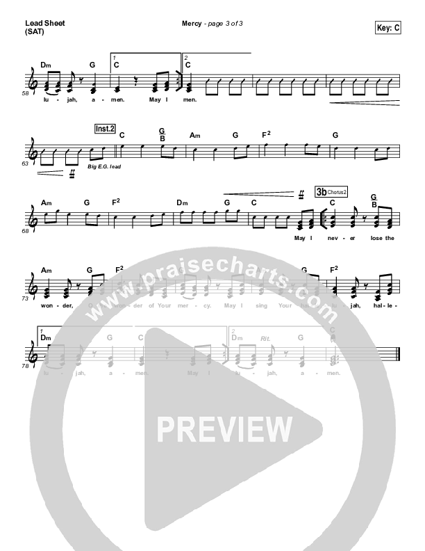 Mercy Lead Sheet (SAT) (Matt Redman / Passion)