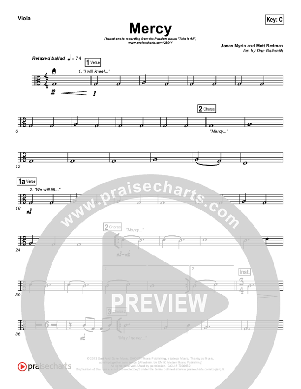 Mercy Viola (Matt Redman / Passion)