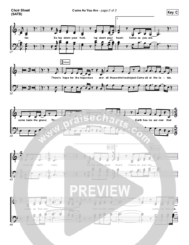 Come As You Are Choir Sheet (SATB) (David Crowder / Passion)