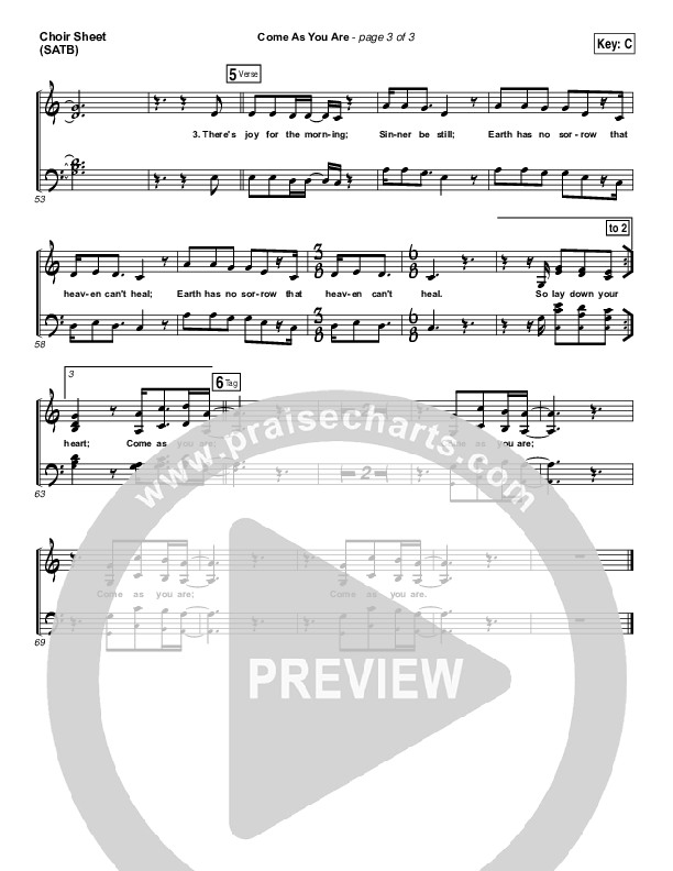 Come As You Are Choir Sheet (SATB) (David Crowder / Passion)