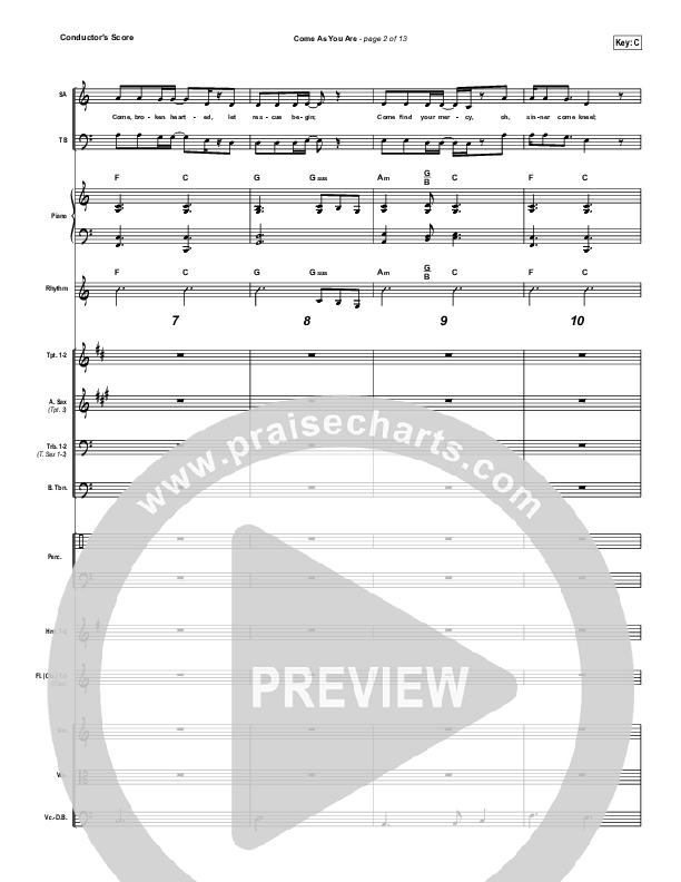 Come As You Are Conductor's Score (David Crowder / Passion)