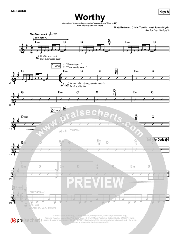 Worthy Rhythm Chart (Matt Redman / Passion)