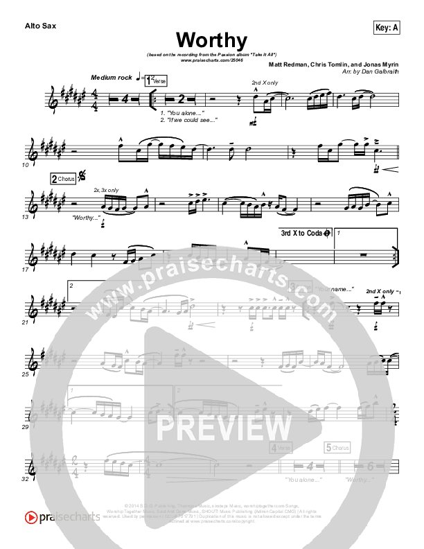 Worthy Alto Sax (Matt Redman / Passion)