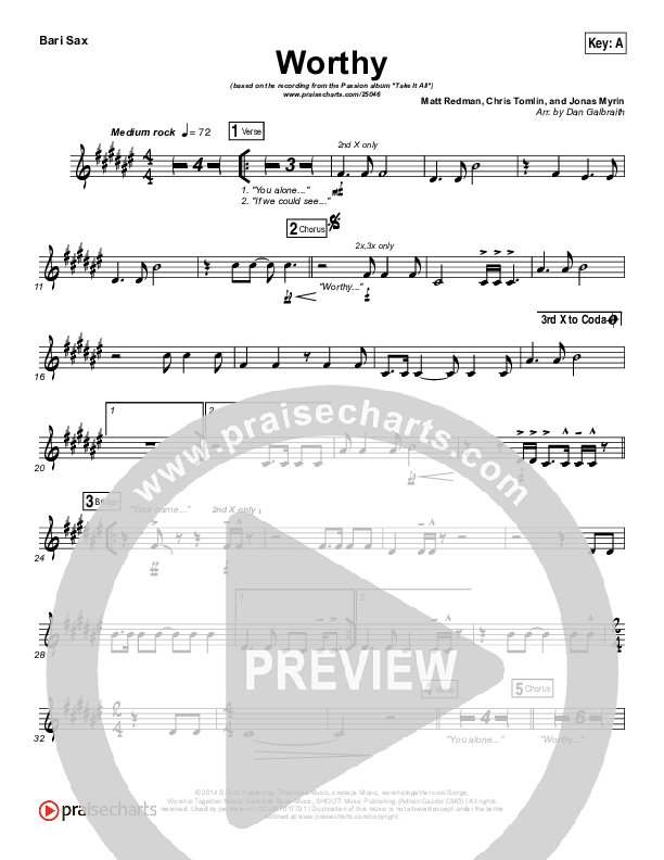 Worthy Bari Sax (Matt Redman / Passion)