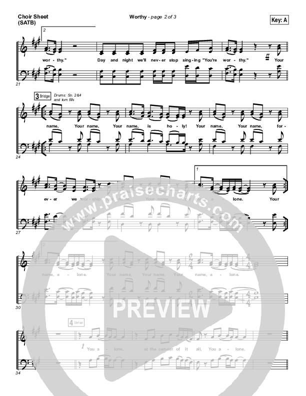 Worthy Choir Sheet (SATB) (Matt Redman / Passion)