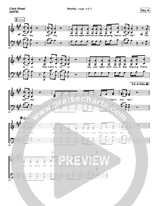 Worthy Choir Sheet (SATB) (Matt Redman / Passion)