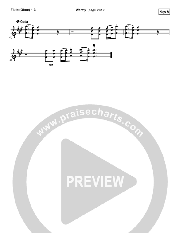 Worthy Flute/Oboe 1/2/3 (Matt Redman / Passion)