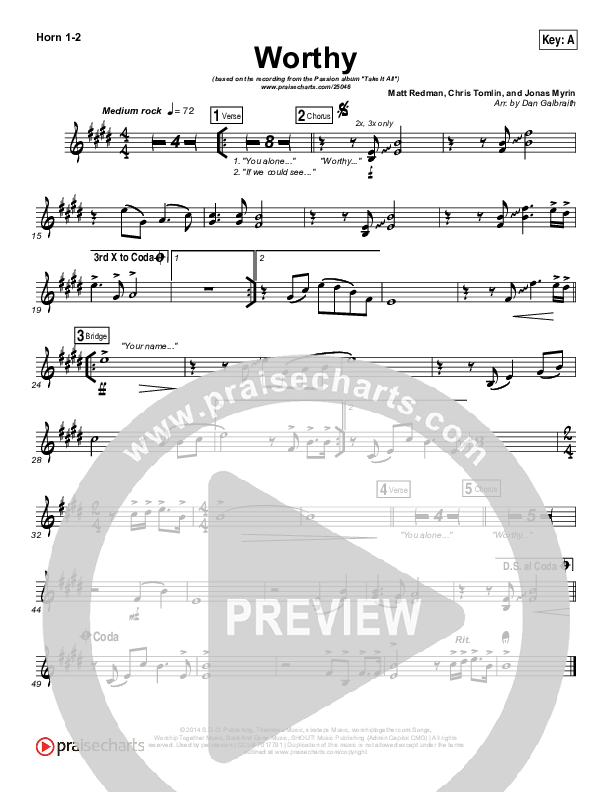 Worthy French Horn 1/2 (Matt Redman / Passion)