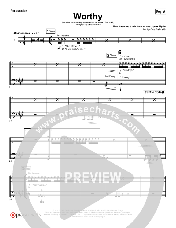 Worthy Percussion (Matt Redman / Passion)