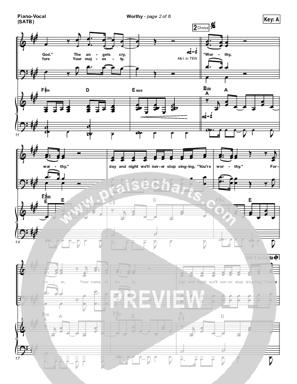 Worthy Piano/Vocal (SATB) (Matt Redman / Passion)