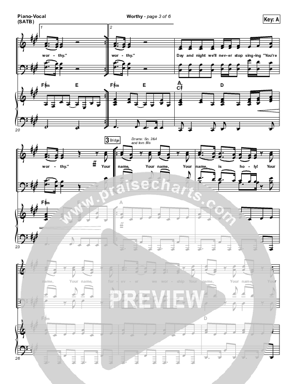 Worthy Piano/Vocal (SATB) (Matt Redman / Passion)