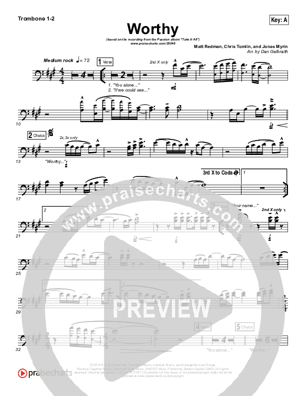 Worthy Trombone 1/2 (Matt Redman / Passion)