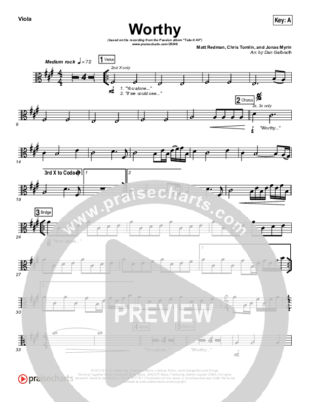 Worthy Viola (Matt Redman / Passion)