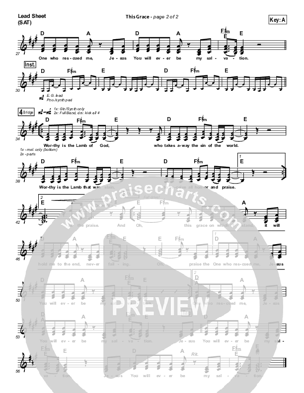 This Grace Lead Sheet (SAT) (Kristian Stanfill / Passion)