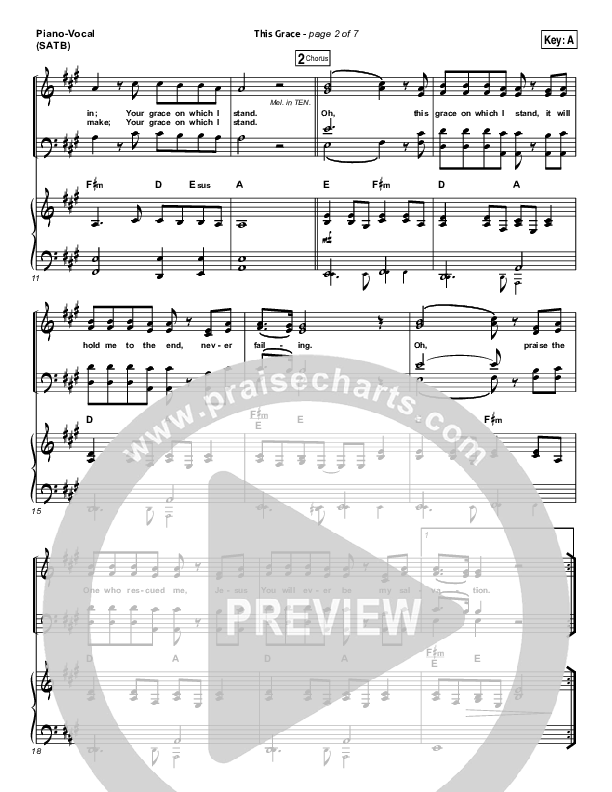 This Grace Piano/Vocal (SATB) (Kristian Stanfill / Passion)