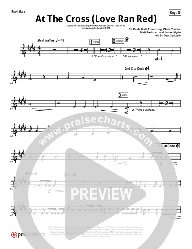 At The Cross (Love Ran Red) Bari Sax (Chris Tomlin / Passion)