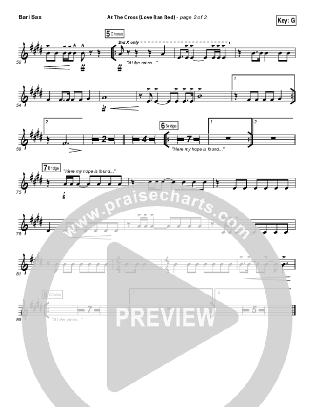 At The Cross (Love Ran Red) Bari Sax (Chris Tomlin / Passion)