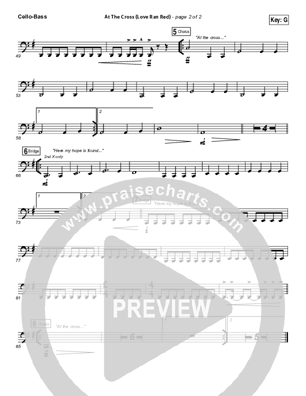 At The Cross (Love Ran Red) Cello/Bass (Chris Tomlin / Passion)