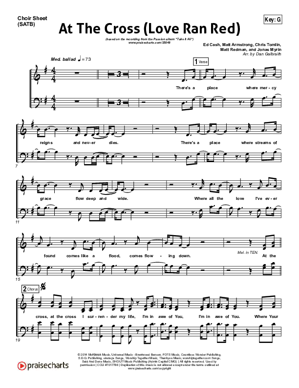At The Cross (Love Ran Red) Choir Vocals (SATB) (Chris Tomlin / Passion)