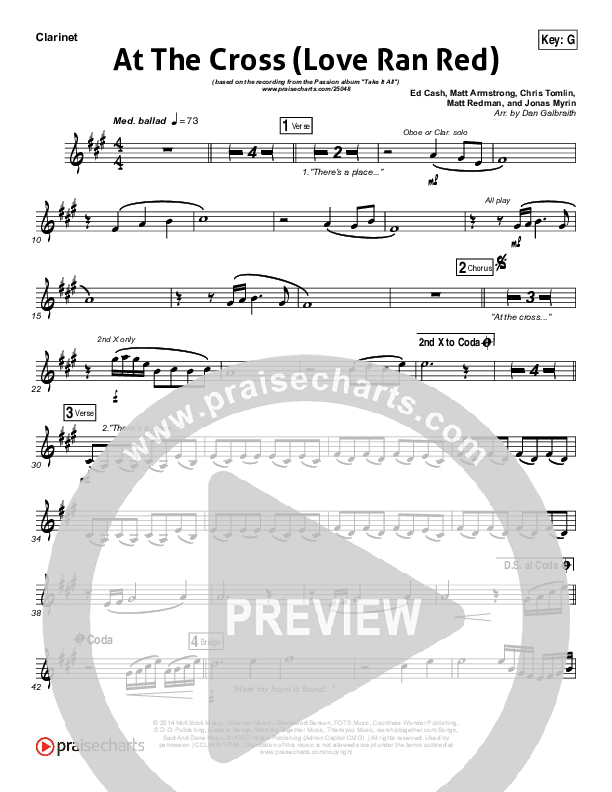 At The Cross (Love Ran Red) Clarinet (Chris Tomlin / Passion)