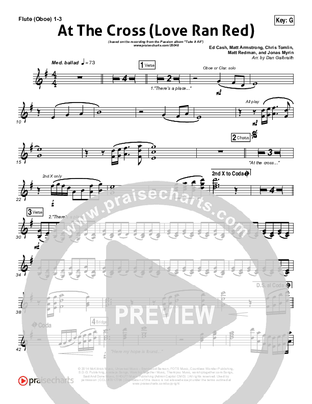 At The Cross (Love Ran Red) Flute/Oboe 1/2/3 (Chris Tomlin / Passion)