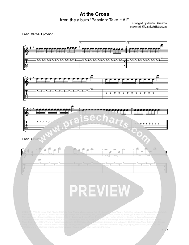 At The Cross (Love Ran Red) Guitar TAB/Riffs (Chris Tomlin / Passion)