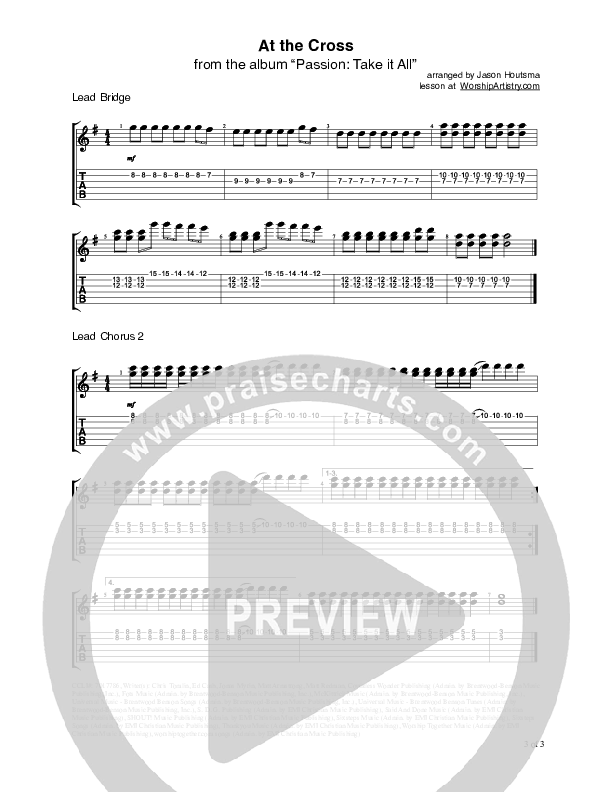 At The Cross (Love Ran Red) Guitar TAB/Riffs (Chris Tomlin / Passion)