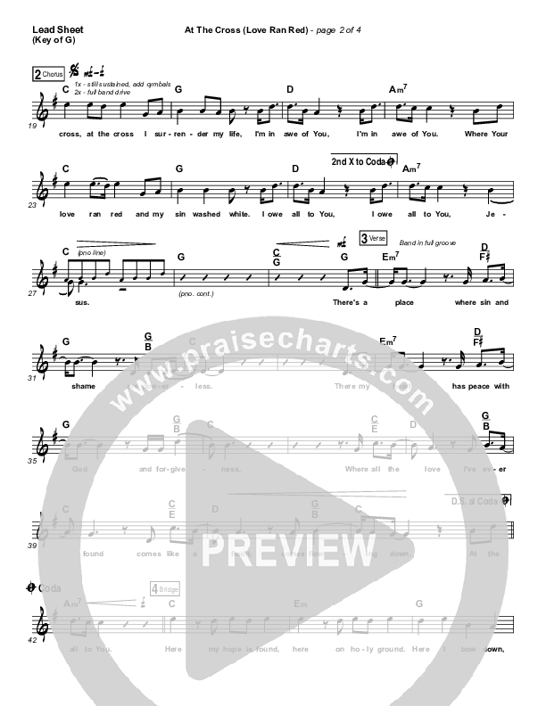 At The Cross (Love Ran Red) Lead Sheet (Melody) (Chris Tomlin / Passion)