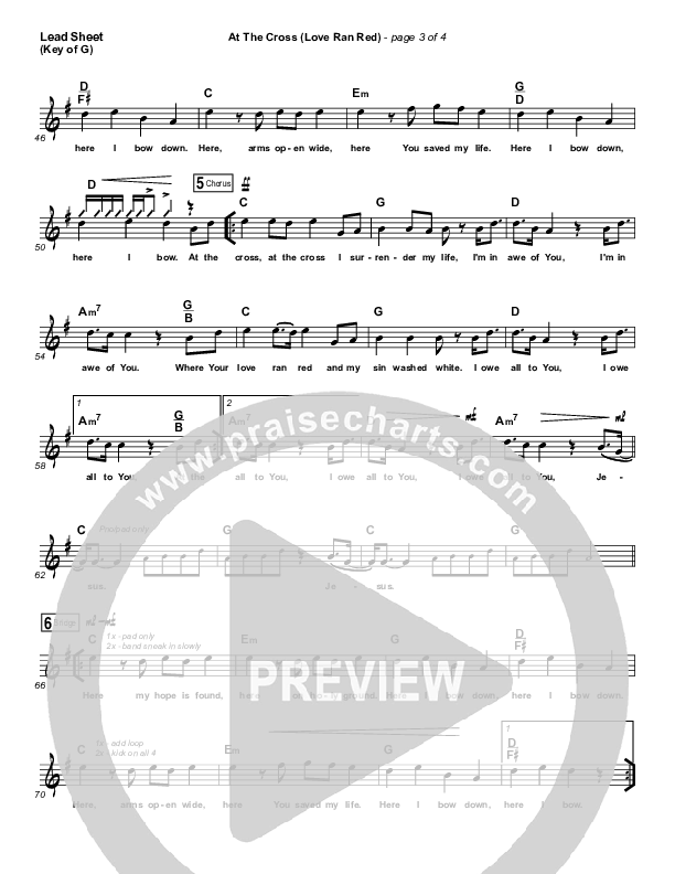 At The Cross (Love Ran Red) Lead Sheet (Melody) (Chris Tomlin / Passion)