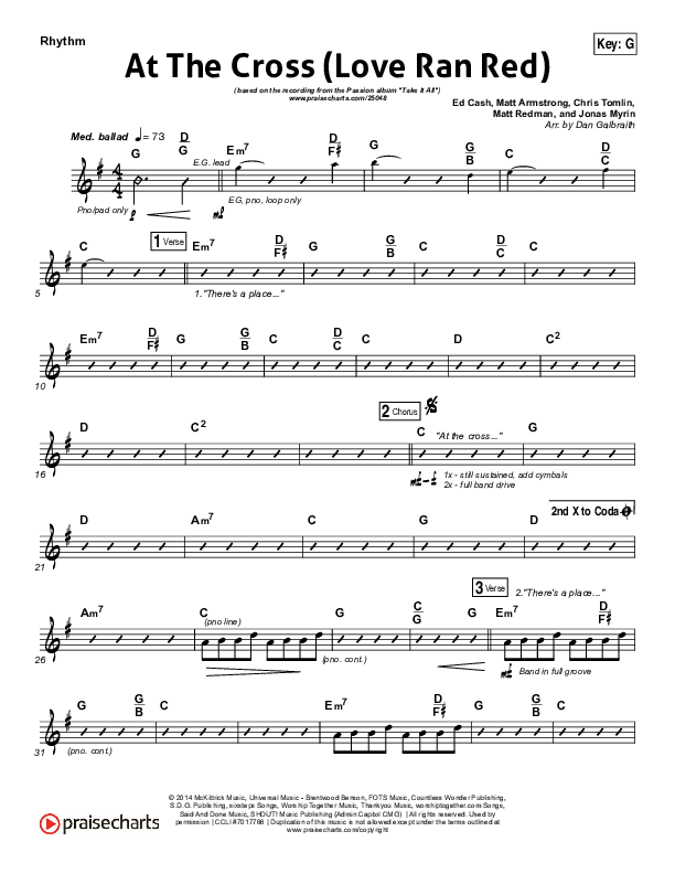 At The Cross (Love Ran Red) Rhythm Chart (Chris Tomlin / Passion)