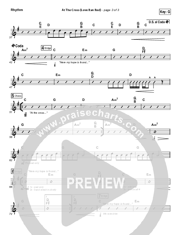At The Cross (Love Ran Red) Rhythm Chart (Chris Tomlin / Passion)