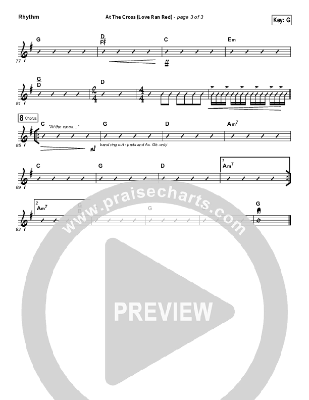 At The Cross (Love Ran Red) Rhythm Chart (Chris Tomlin / Passion)