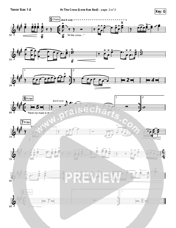 At The Cross (Love Ran Red) Tenor Sax 1/2 (Chris Tomlin / Passion)