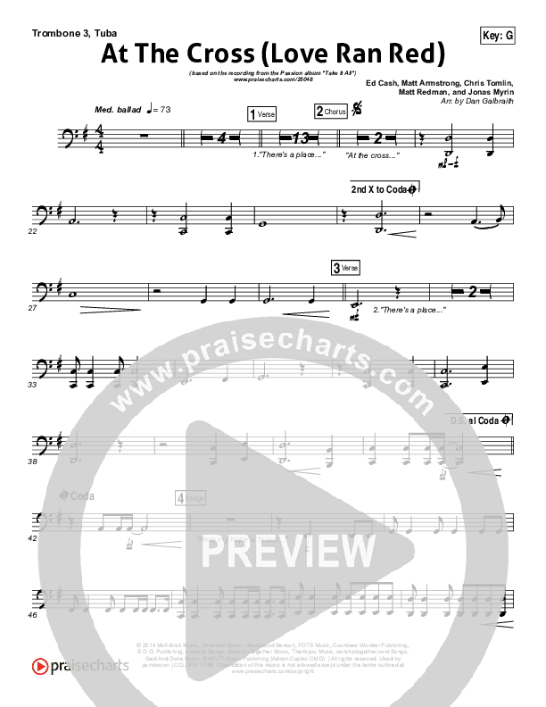 At The Cross (Love Ran Red) Trombone 3/Tuba (Chris Tomlin / Passion)