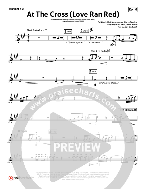 At The Cross (Love Ran Red) Trumpet 1,2 (Chris Tomlin / Passion)