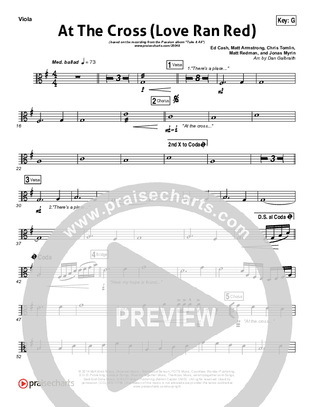 At The Cross (Love Ran Red) Viola (Chris Tomlin / Passion)