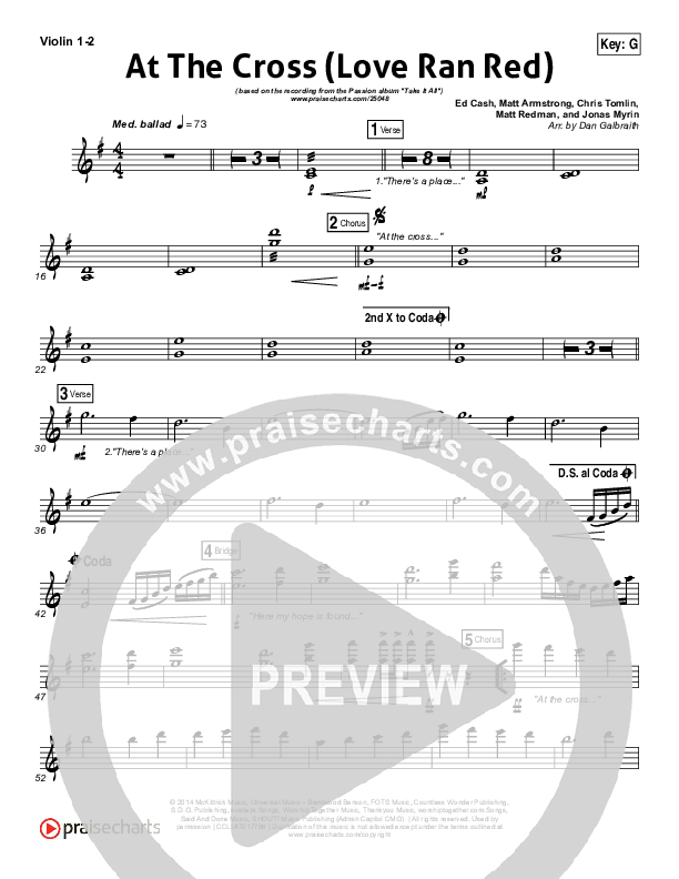 At The Cross (Love Ran Red) Violin 1/2 (Chris Tomlin / Passion)