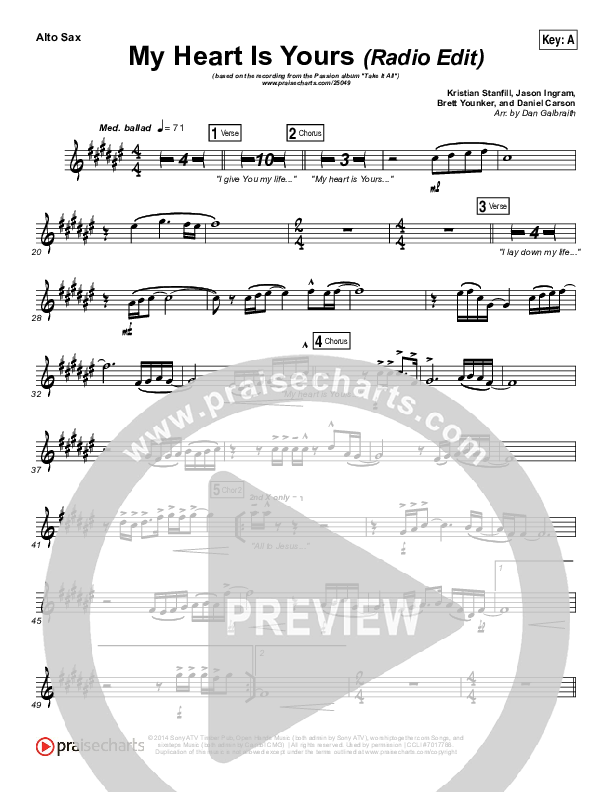 My Heart Is Yours (Radio) Alto Sax (Kristian Stanfill / Passion)