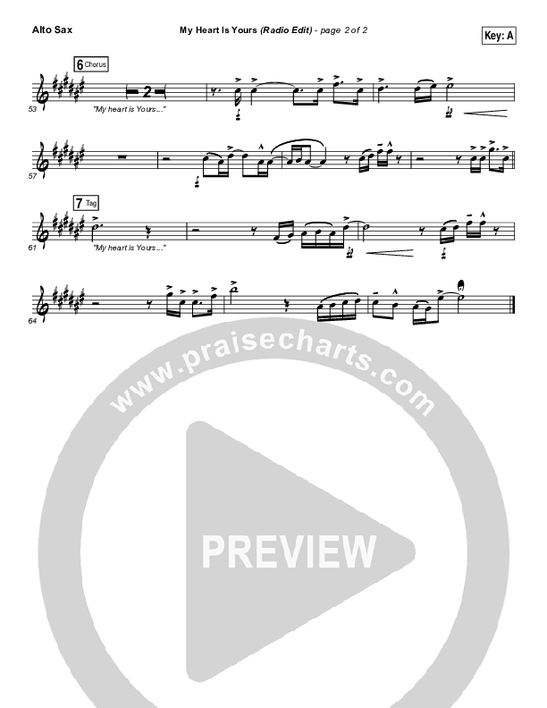 My Heart Is Yours (Radio) Alto Sax (Kristian Stanfill / Passion)